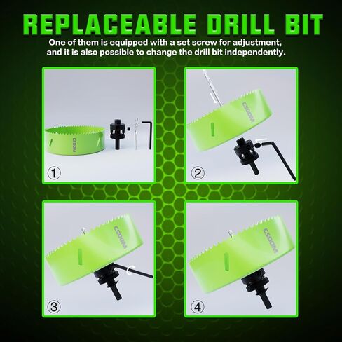 مجموعة منشار ثقب CSOOM HSS مقاس 6 بوصات مع مفتاح ربط ومفتاح بديل، أداة النجارة لقاطع المثقاب للخشب اللين والخشب الرقائقي وPVC والجدران الجافة والخشب الصلب والحديد. in Kuwait