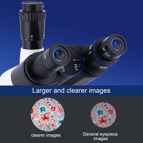 مجهر ثلاثي العينيات مركب H10x وعدسات WF50x بتكبير 40X-5000X، مجهر ثلاثي العينيات رقمي للمختبر مع كاميرا USB من ووهرش in Kuwait