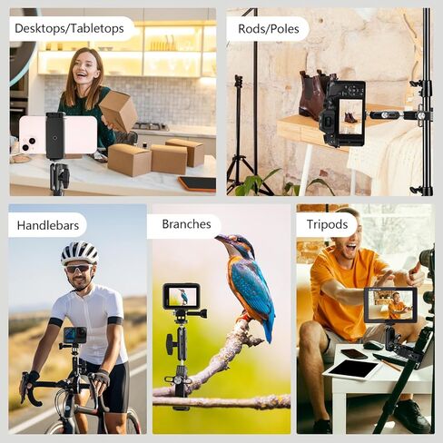 EMART Super Clamp مع ذراع سحري برأس كروي مزدوج 360 درجة، حذاء بارد، خيوط 1/4 بوصة 3/8 بوصة، محول تركيب كاميرا الهاتف/الحركة لقضيب حامل ثلاثي القوائم للمكتب وقضبان العارضة المتقاطعة المتوافقة مع كاميرا DSLR/Gopro/DJI in Kuwait