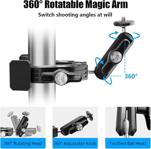 EMART Super Clamp مع ذراع سحري برأس كروي مزدوج 360 درجة، حذاء بارد، خيوط 1/4 بوصة 3/8 بوصة، محول تركيب كاميرا الهاتف/الحركة لقضيب حامل ثلاثي القوائم للمكتب وقضبان العارضة المتقاطعة المتوافقة مع كاميرا DSLR/Gopro/DJI in Kuwait