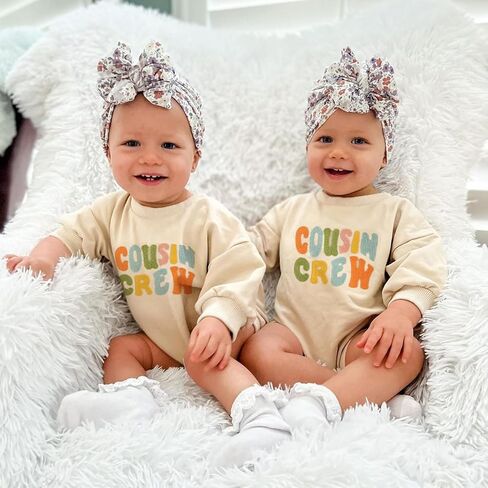 Tsnbre Baby Boy Girls Oversized Sweatshirt Romper Cousin Crew Shirts Long Sleeve Bodysuit Pullover Top Winter Clothes in Kuwait