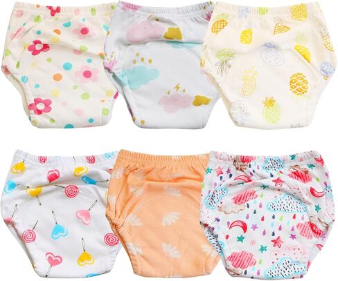 Unisex Potty Underwear Cotton Toddler Boys and Girls Pee Training Underpants Waterproof Reusable Pants 6-Pack in Kuwait