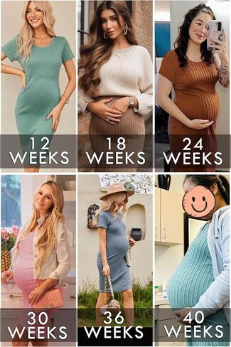 Ekouaer فستان حمل ضلع متماسكة كم قصير Bodycon فساتين عادية بسط ملابس الحمل S-XXL in Saudi Arabia