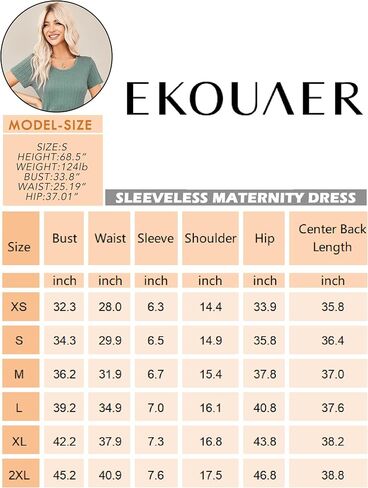 Ekouaer فستان حمل ضلع متماسكة كم قصير Bodycon فساتين عادية بسط ملابس الحمل S-XXL in Saudi Arabia