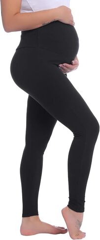 Joyaria Cotton Maternity Leggings Over The Belly Pregnancy Tight Pants | Stretchy, Comfy, Yoga, Workout, Activewear, S-XXL in Kuwait