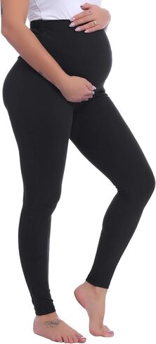 Joyaria Cotton Maternity Leggings Over The Belly Pregnancy Tight Pants | Stretchy, Comfy, Yoga, Workout, Activewear, S-XXL in Kuwait