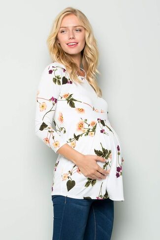 بلوزة الحمل النسائية ذات الطيات الأمامية مقاس 3/4 SLV من My Bump (صنع في الولايات المتحدة الأمريكية) in Kuwait
