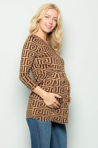 My Bump Women's 3/4 SLV Front Pleated Maternity Top(Made in USA) in Kuwait