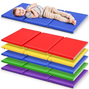 Wesiti 5 Pcs Kids Nap Mats for Preschool Daycare, Foldable,Blue, Gray | 3 Section Sleeping Mats for Toddler Napping Rest, 1" Thick Soft, Kindergarten Classroom Back to School Supplies, 47"L x 24" W in Kuwait