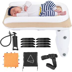 Athradies Inflatable Airplane Bed for Toddler, Baby Airplane Travel Bed, Kids Bed with Tag Security Blanket, Hand Pump, Seat Belt and Carry Bag in Kuwait