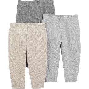 Simple Joys by Carter's Unisex Babies' Thermal Pants, Pack of 3, Beige/Dark Grey/Grey, 12 Months in Kuwait