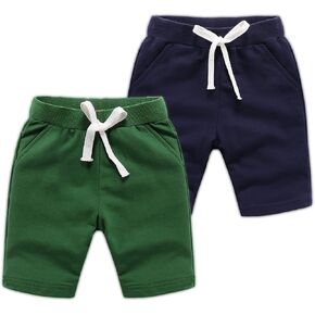 Boys Girls Summer Knit Sports Shorts | 3 pack toddler boys athletic shorts, elastic waistband, 100%Cotton breathable skin friendly, school & play, for 2-7T clothes in Saudi Arabia