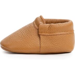 BirdRock Baby Fringeless Moccasins - Genuine Leather Boys and Girls Shoes for Newborns, Infants, Babies, Toddlers