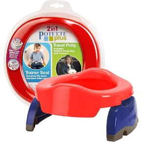 Kalencom Potette Plus 2-in-1 Travel Potty and Trainer Seat - Dual-Purpose Potty Training Toilet Seat - Portable Potty for Toddler Travel - with Durable, Lock-in Legs and Splash Guard - White/Gray in Kuwait