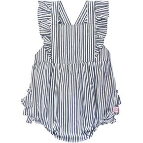 RuffleButts® Baby/Toddler Girls Flutter Overall Ruffled Romper