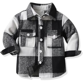 Moyikiss Studio Toddler Baby Boys Girls Outfits Plaid Flannel Long Sleeve Shirts Button Down T-Shirt Tops