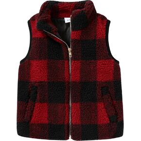 MAMAMI طفل سترة طفلة معطف الشتاء كامل زيبر الدافئة صدرية منقوشة جاكيت بلا إكمام وتتسابق سترة للأطفال 2-7T in Kuwait