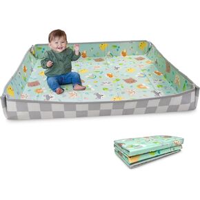 Infantino Foldable Foam Play Mat Reversible 57x57 in, Rainbows | Reversible design with two sides to play, Lightweight & portable, Water-resistant & wipeable, Folds flat for easy storage in Kuwait