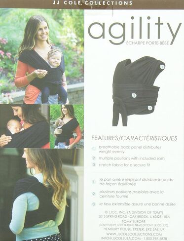 JJ Cole Agility Stretch Baby Carrier - Adjustable Baby Wrap Carrier - Adjusts for Infant to Toddler - 8 lbs. to 35 lbs. - Small in Kuwait