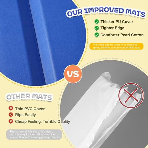 Wesiti 5 Pcs Kids Nap Mats for Preschool Daycare, Foldable,Blue, Gray | 3 Section Sleeping Mats for Toddler Napping Rest, 1" Thick Soft, Kindergarten Classroom Back to School Supplies, 47"L x 24" W in Saudi Arabia