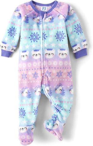 The Children's Place Baby Girls' and Toddler Fleece Zip-Front One Piece Footed Pajama in Kuwait