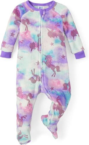The Children's Place Baby Girls' and Toddler Fleece Zip-Front One Piece Footed Pajama in Kuwait