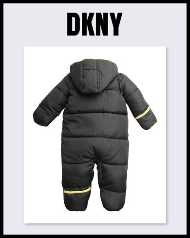 بدلة ثلج للأولاد من DKNY - بدلة شتوية دافئة مبطنة بالصوف بغطاء للرأس - عربة ثلج بسحاب لحديثي الولادة والرضع (0-24 شهرًا) in Saudi Arabia
