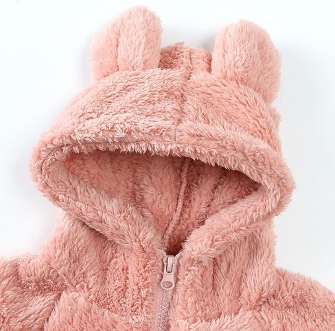 Feidoog Toddler Kids Fleece Hooded Jacket Coat with Ears Zipper Lightweight Long Sleeve Thick Warm Outerwear in Kuwait