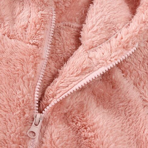 Feidoog Toddler Kids Fleece Hooded Jacket Coat with Ears Zipper Lightweight Long Sleeve Thick Warm Outerwear in Kuwait