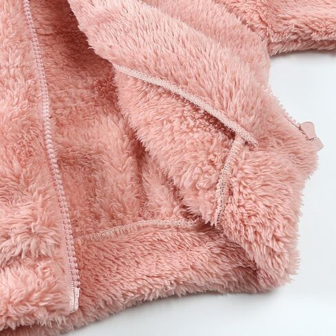 Feidoog Toddler Kids Fleece Hooded Jacket Coat with Ears Zipper Lightweight Long Sleeve Thick Warm Outerwear in Kuwait