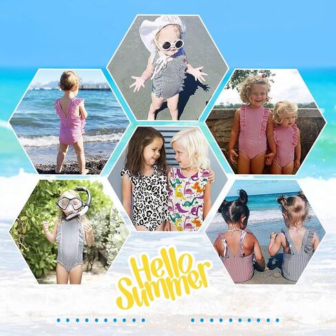 RAISEVERN Baby Girls Swimsuit Ruffles Bathing Suits Cute Beach Sport Swimming Backless Summer One Piece Swimwear 2-7 Years in Saudi Arabia