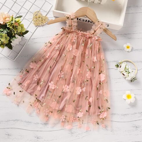GRNSHTS Toddler Baby Girl Tutu Dress Sleeveless Floral Print Tulle Dress Little Girl Princess Dresses with Flower Headband in Kuwait