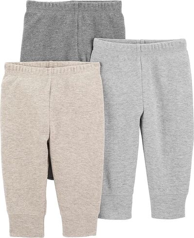 Simple Joys by Carter's Unisex Babies' Thermal Pants, Pack of 3, Beige/Dark Grey/Grey, 12 Months in Saudi Arabia