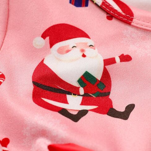 MAMAMI 2PCS Toddler Baby Girl Christmas Dress Cotton Long Sleeve Santa Prints Christmas Princess Tutu Dress+Headband 6M-6T in Kuwait