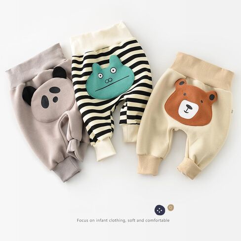 سراويل صوفية للأطفال من الجنسين، سراويل كارتونية سميكة وعالية الخصر مع أنماط حيوانات ثلاثية الأبعاد لطيفة، سراويل هيب هوب قطنية للركض in Kuwait