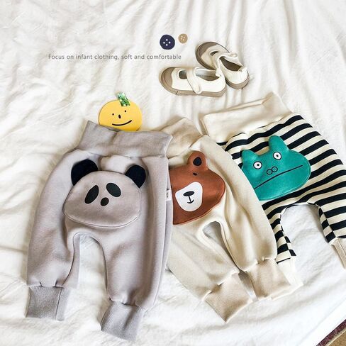 سراويل صوفية للأطفال من الجنسين، سراويل كارتونية سميكة وعالية الخصر مع أنماط حيوانات ثلاثية الأبعاد لطيفة، سراويل هيب هوب قطنية للركض in Kuwait