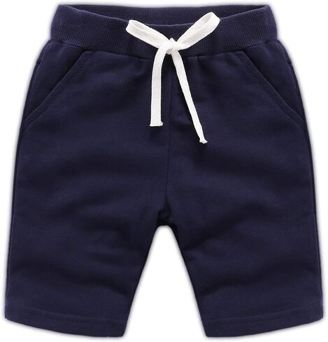 Boys Girls Summer Knit Sports Shorts | 3 pack toddler boys athletic shorts, elastic waistband, 100%Cotton breathable skin friendly, school & play, for 2-7T clothes in Saudi Arabia
