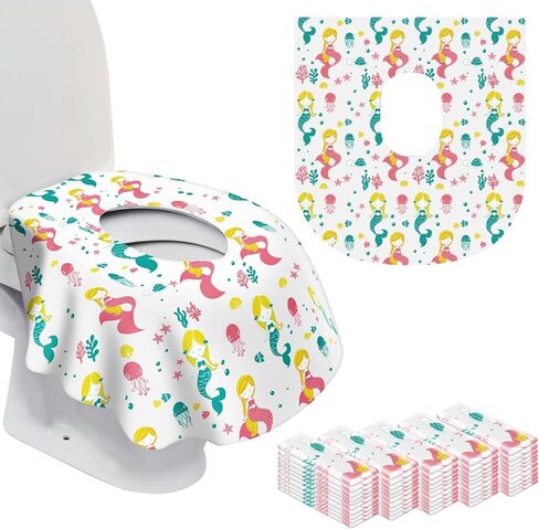 أغطية مقاعد المرحاض للاستعمال مرة واحدة، 50 قطعة محمولة ملفوفة بشكل فردي ومضادة للانزلاق وغطاء مرحاض مقاوم للماء للأطفال الصغار والكبار - السفر بالطائرة، رحلة على الطريق، تدريب الأطفال الصغار على استخدام المرحاض في الحمامات العامة in Kuwait