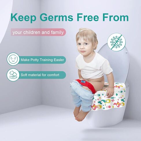 أغطية مقاعد المرحاض للاستعمال مرة واحدة، 50 قطعة محمولة ملفوفة بشكل فردي ومضادة للانزلاق وغطاء مرحاض مقاوم للماء للأطفال الصغار والكبار - السفر بالطائرة، رحلة على الطريق، تدريب الأطفال الصغار على استخدام المرحاض في الحمامات العامة in Kuwait