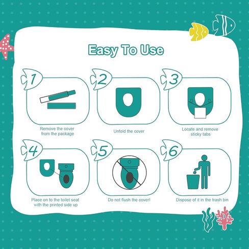 أغطية مقاعد المرحاض للاستعمال مرة واحدة، 50 قطعة محمولة ملفوفة بشكل فردي ومضادة للانزلاق وغطاء مرحاض مقاوم للماء للأطفال الصغار والكبار - السفر بالطائرة، رحلة على الطريق، تدريب الأطفال الصغار على استخدام المرحاض في الحمامات العامة in Kuwait