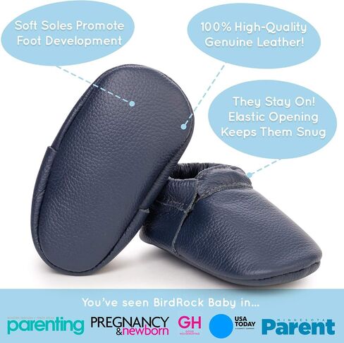 BirdRock Baby Fringeless Moccasins - Genuine Leather Boys and Girls Shoes for Newborns, Infants, Babies, Toddlers in Saudi Arabia