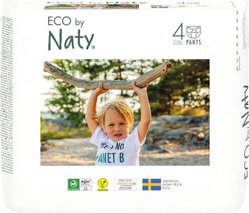 Eco by Naty Pull Ups - Hypoallergenic and Chemical-Free Training Pants, Highly Absorbent and Eco Friendly Pull Ups for Boys and Girls - Size (4) 2T-3T (18-33 lbs) - 22 Count in Kuwait
