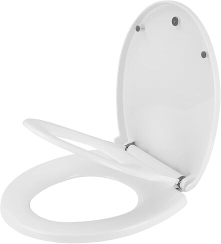 Toilet Seat with Built-In Toddler Seat，Potty Training Elongated or Oval Seat with Thickened Plastic Lid，Slow Close(white) in Kuwait