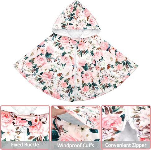 معطف مقعد السيارة للفتيات الصغيرات، معطف مقعد السيارة الشتوي للأطفال الصغار، طبقة مزدوجة دافئة لمقعد السيارة للأطفال، بطانيات مريحة، زهرة وردية in Kuwait