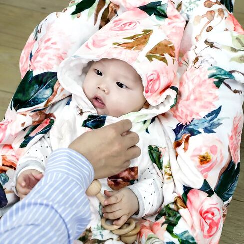 معطف مقعد السيارة للفتيات الصغيرات، معطف مقعد السيارة الشتوي للأطفال الصغار، طبقة مزدوجة دافئة لمقعد السيارة للأطفال، بطانيات مريحة، زهرة وردية in Kuwait