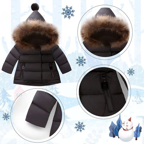 الجنية الطفل الرضيع الشتاء مقنعين سترة طفل معطف دافئ الفراء طوق يندبروف سنوسويت أبلى صبي فتاة طفل 12M-6T in Kuwait