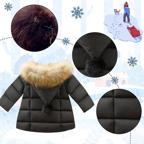 الجنية الطفل الرضيع الشتاء مقنعين سترة طفل معطف دافئ الفراء طوق يندبروف سنوسويت أبلى صبي فتاة طفل 12M-6T in Kuwait
