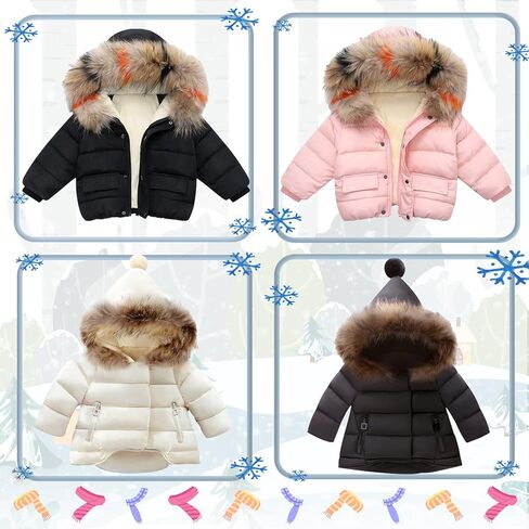 الجنية الطفل الرضيع الشتاء مقنعين سترة طفل معطف دافئ الفراء طوق يندبروف سنوسويت أبلى صبي فتاة طفل 12M-6T in Kuwait