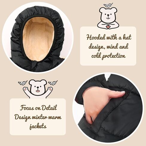 Winter Coats for Toddler Kids Infants Baby Boys Girls Light Puffer Warm Thick Hooded Down Jacket for 2-7 Years in Kuwait