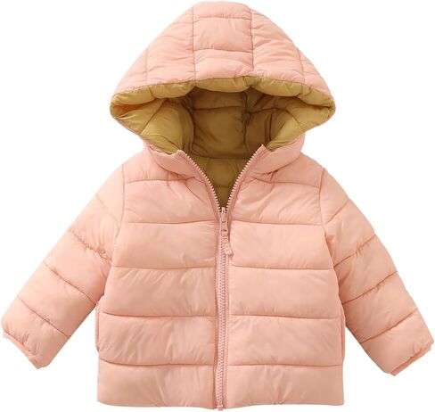 GLASH Kids Baby Girls Reversible Medium Weight Puffer Jacket Winter Hooded Coat in Kuwait